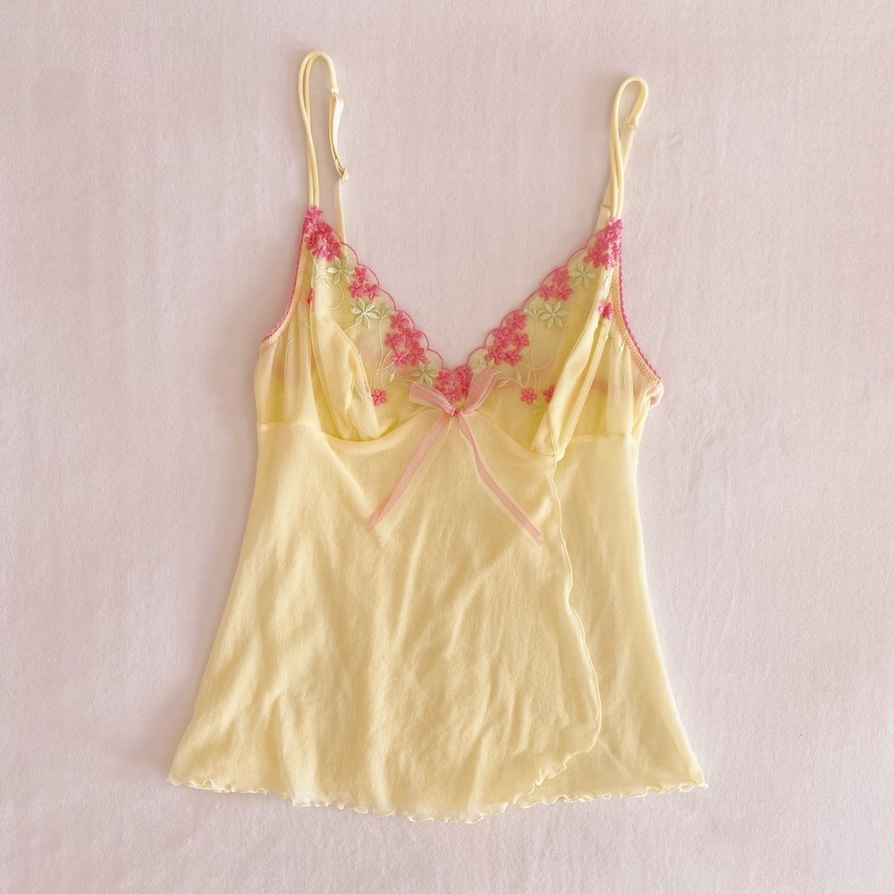 victoria’s secret yellow & pink floral fairy camisole top